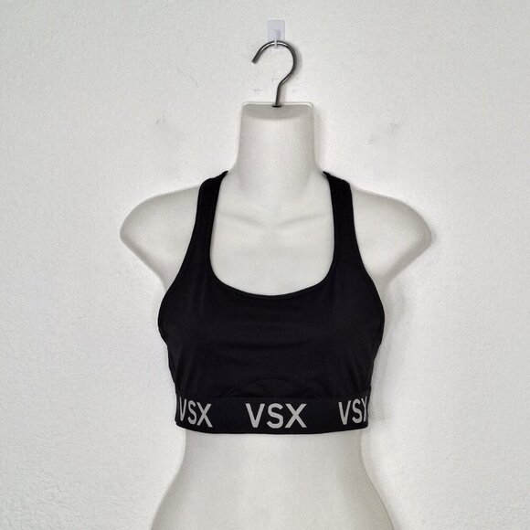 VSX Sport Sports Bra Sz M The Player Racerback Activewear Gym Workout Yoga Black - Picture 1 of 13